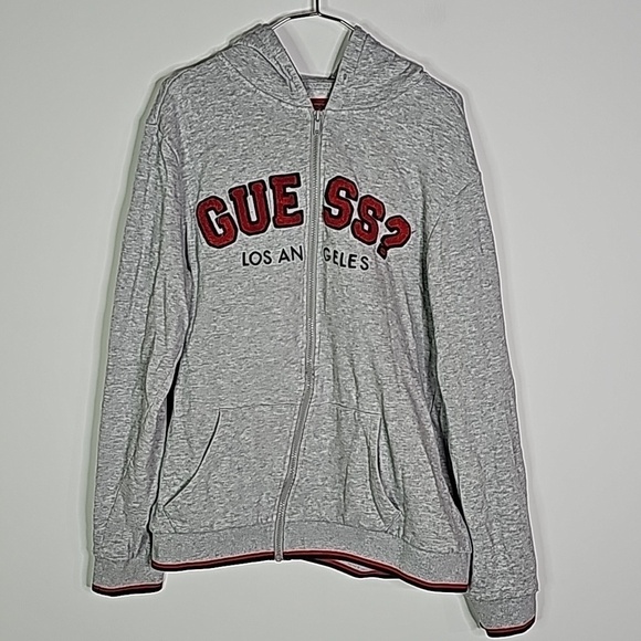 Guess Tops - Guess large gray and red zip up hoodie